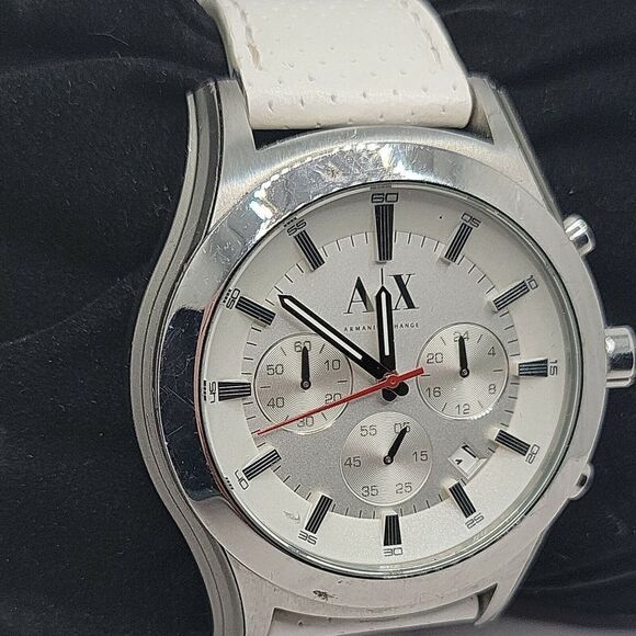 Armani Exchange AX2071 Men's White Leather Analog Dial Quartz Wrist Watch BC499 - Picture 3 of 10